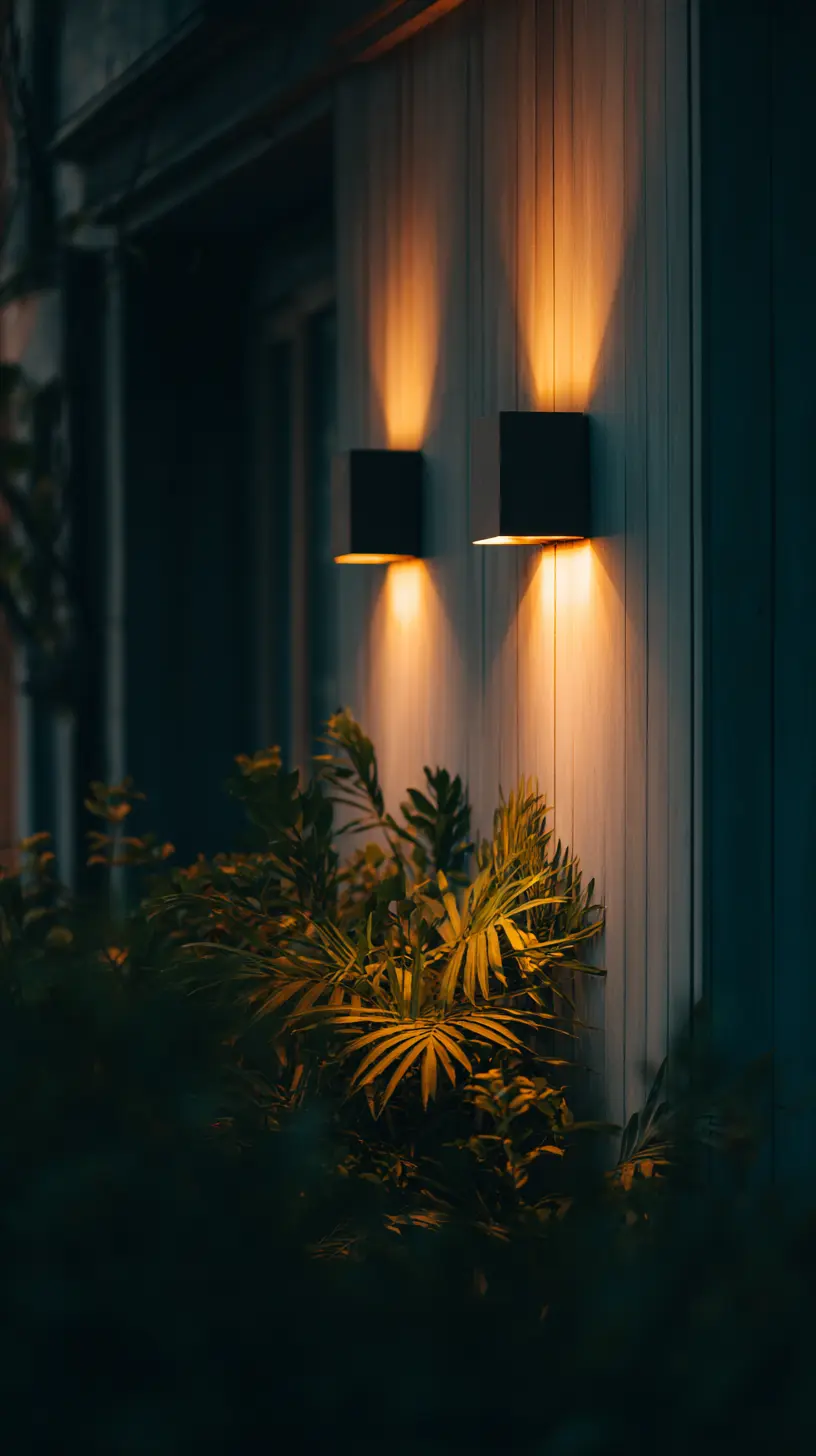 Cast a Dual Glow on the Front Entrance Walls With LED Up and Down Wall Sconces
