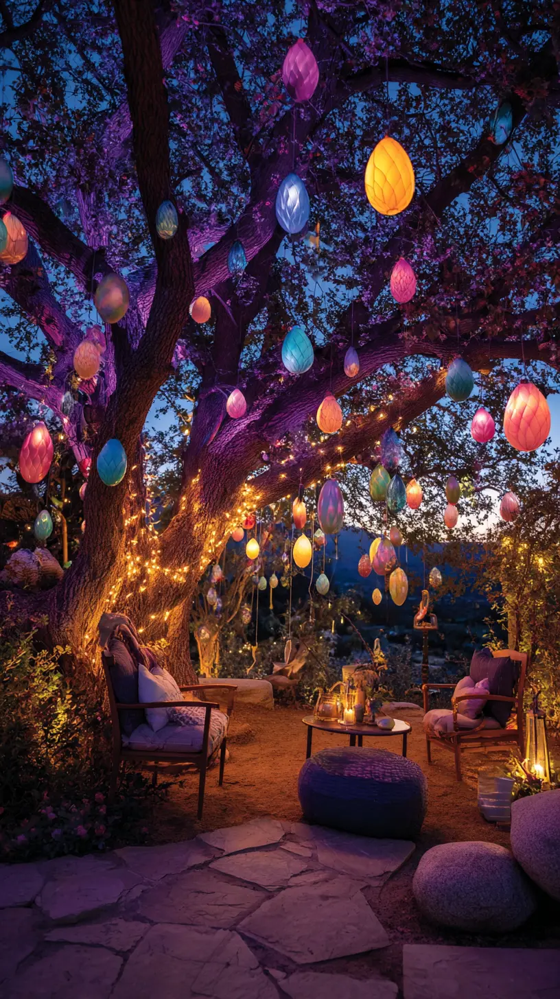 Decorate Trees With Multicolor Easter String Lights