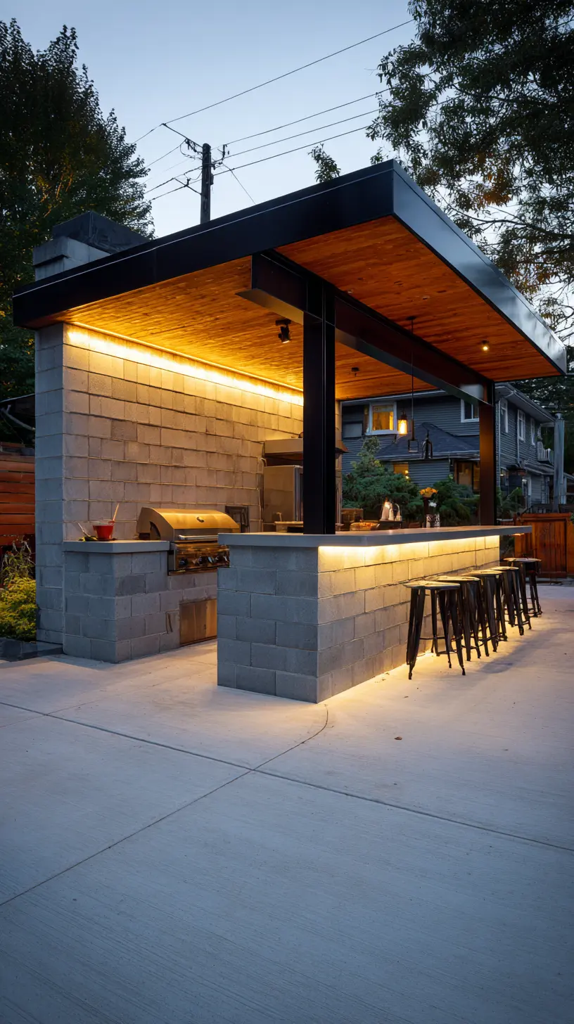 Install LED Strip Lights Along the Edges of Outdoor Kitchen Counters for a Modern Touch