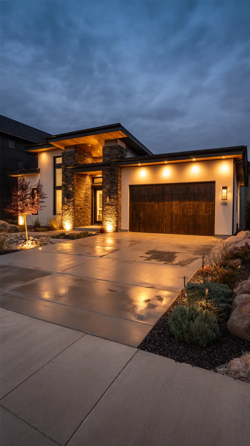 Mount Motion-Sensor Flood Lights Above the Garage Door to Illuminate Driveway and Surrounding Areas