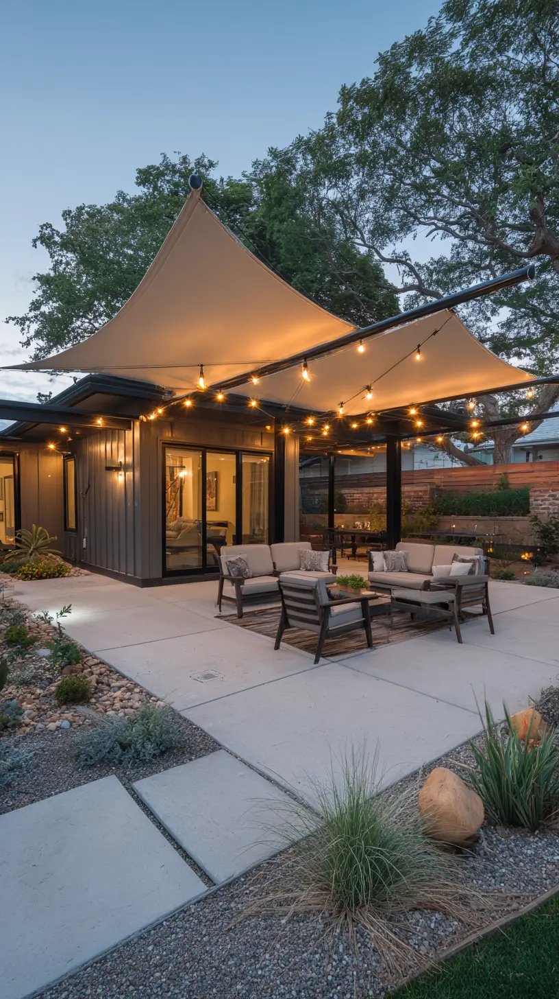 Create a Canopy of String Lights Above Patio Seating Area for a Cozy Atmosphere