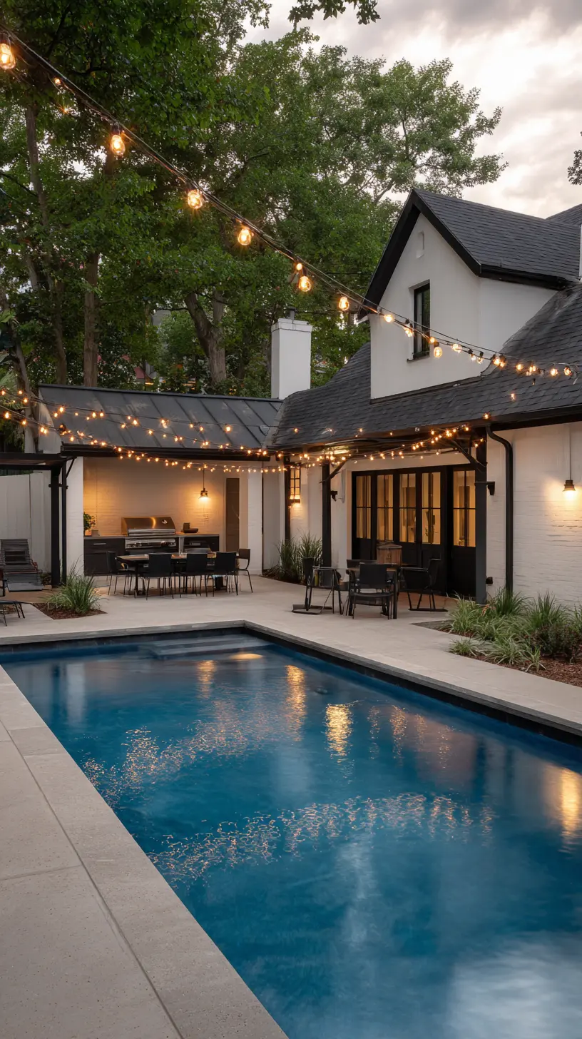 Drape Festoon Lights Above the Pool
