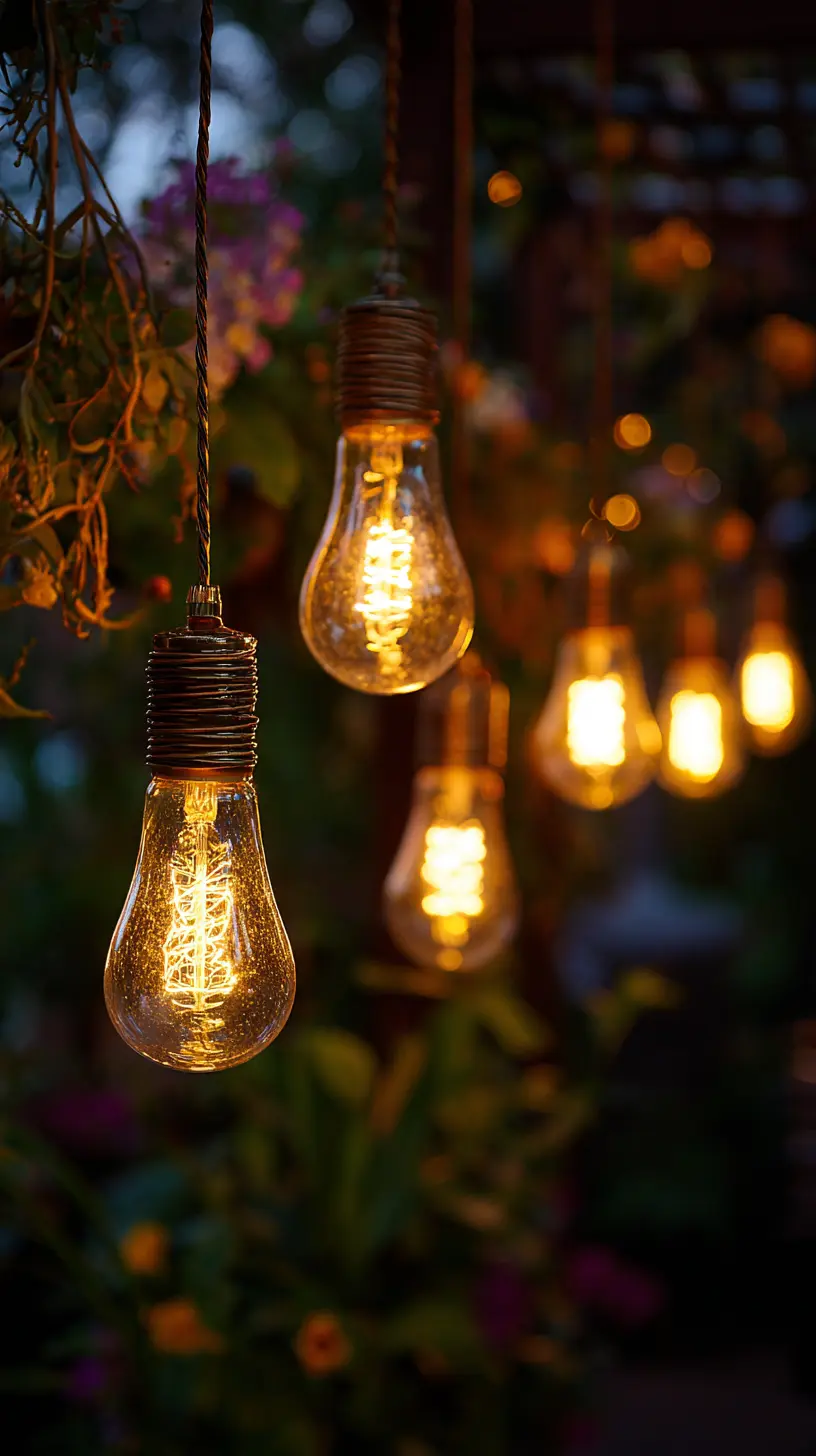 Hang Industrial Bulb String Lights From One Corner of the Pergola to the Other