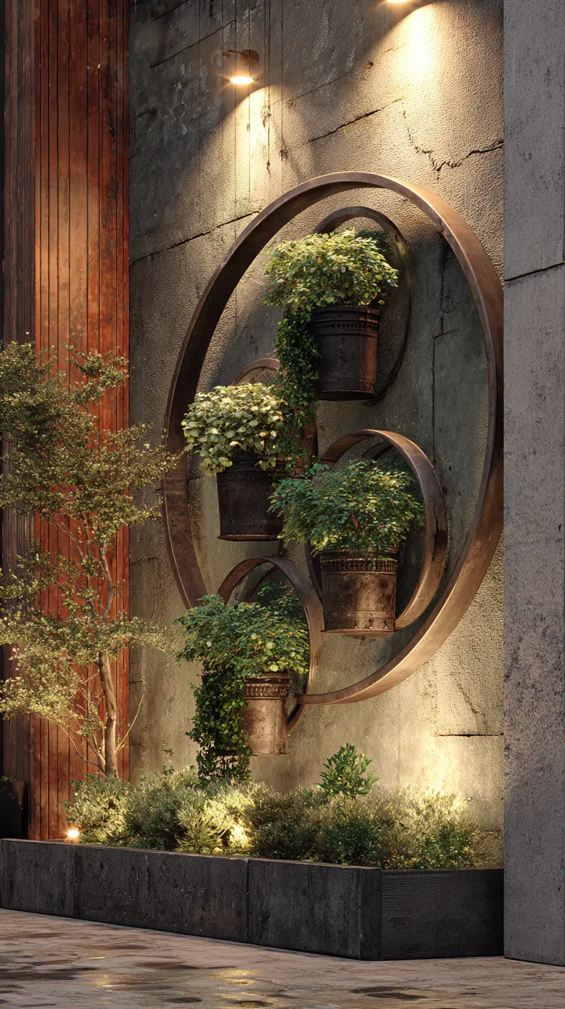 Install Solar-Powered LED Wall Planters on Exterior Walls to Illuminate Your Yard
