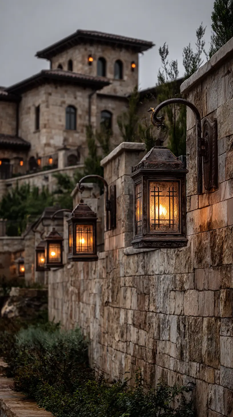 Install Gothic-Style Lanterns on Backyard Walls to Make a Statement