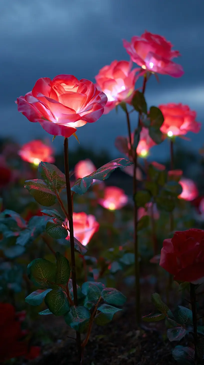 Install Rose Stake Lights Along the Perimeter of Your Lawn for a Subtle Glow