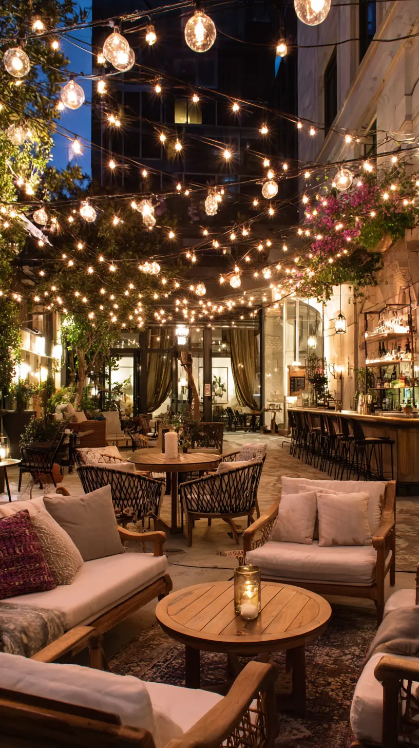 Use Multiple Strands of String Lights to Create a Beautiful Canopy Above Your Patio Area