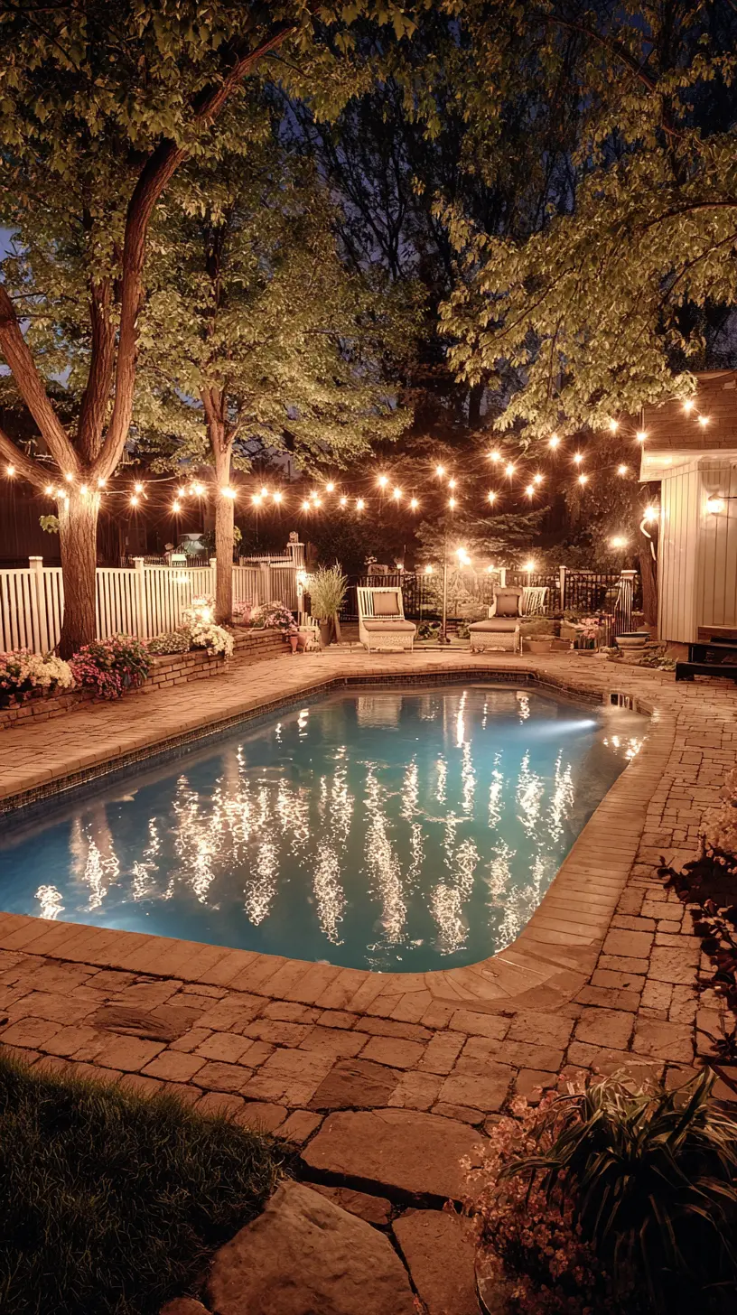 Decorate Poolside Plants and Trees With Fairy Lights