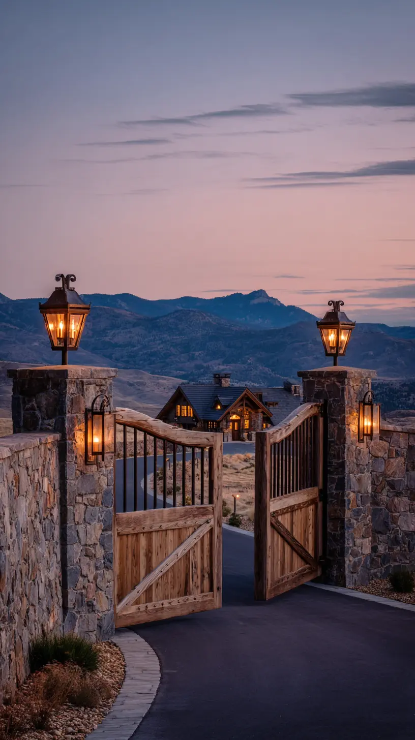 Install Decorative Lantern Lights on the Front Yard Gate for a Traditional Look