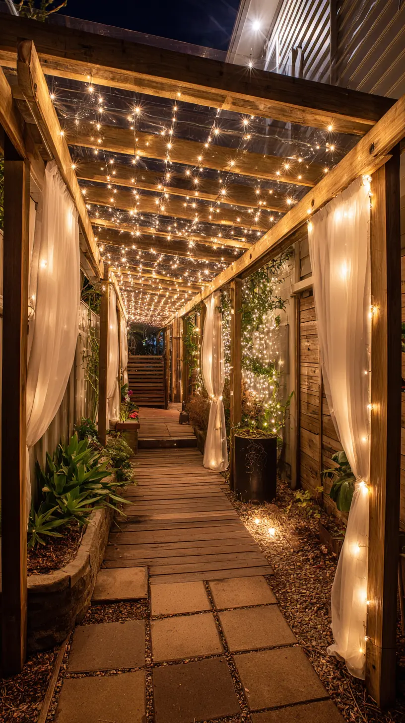 Drape Your Pergola With an LED String Lights Curtain for Beautiful Nighttime Ambience