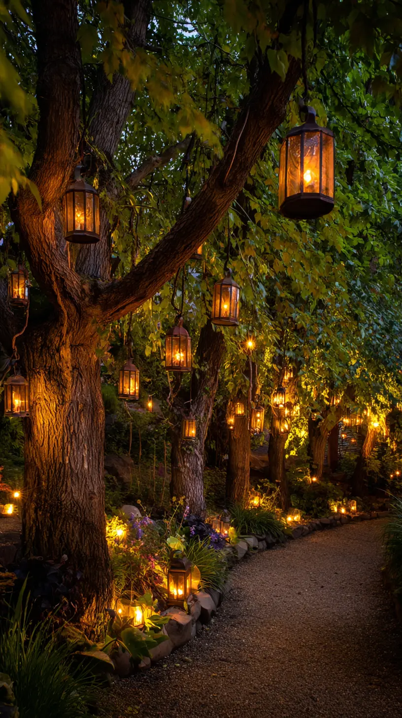 Hang Traditional Lanterns With Candles From Tree Branches for a Vintage Look