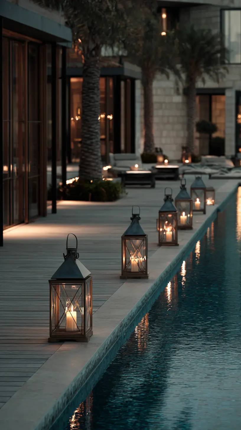 Place Decorative Lanterns Along the Pool Boundary