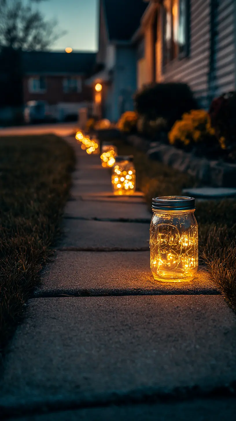 Place Battery-Operated Mason Jar Lights Along Pathway Boundaries for a Romantic Look