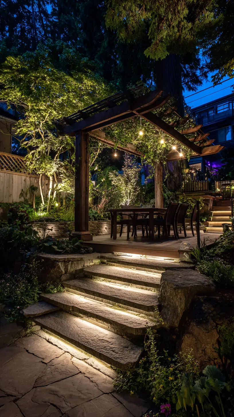 Illuminate Staircases of Elevated Pergolas With LED Step Lights