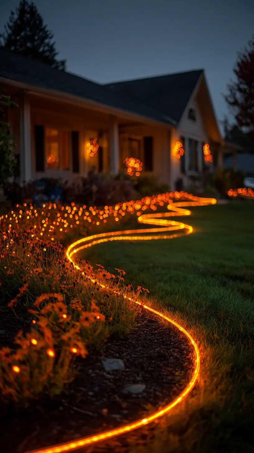 Line the Edges of Flowerbeds With Rope Lights for a Subtle Glow