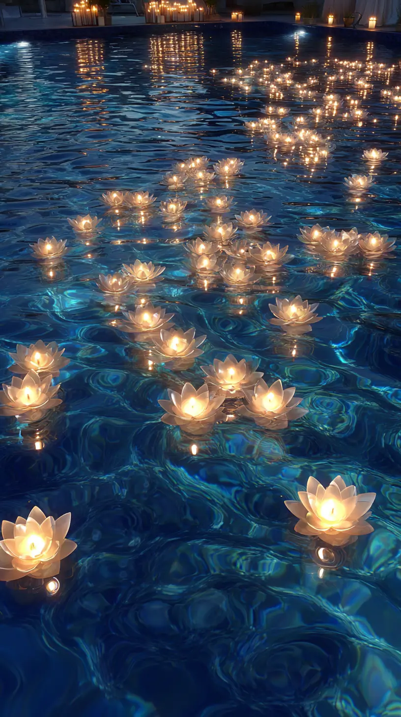 Place Submersible LED Tealight Candles in the Pool