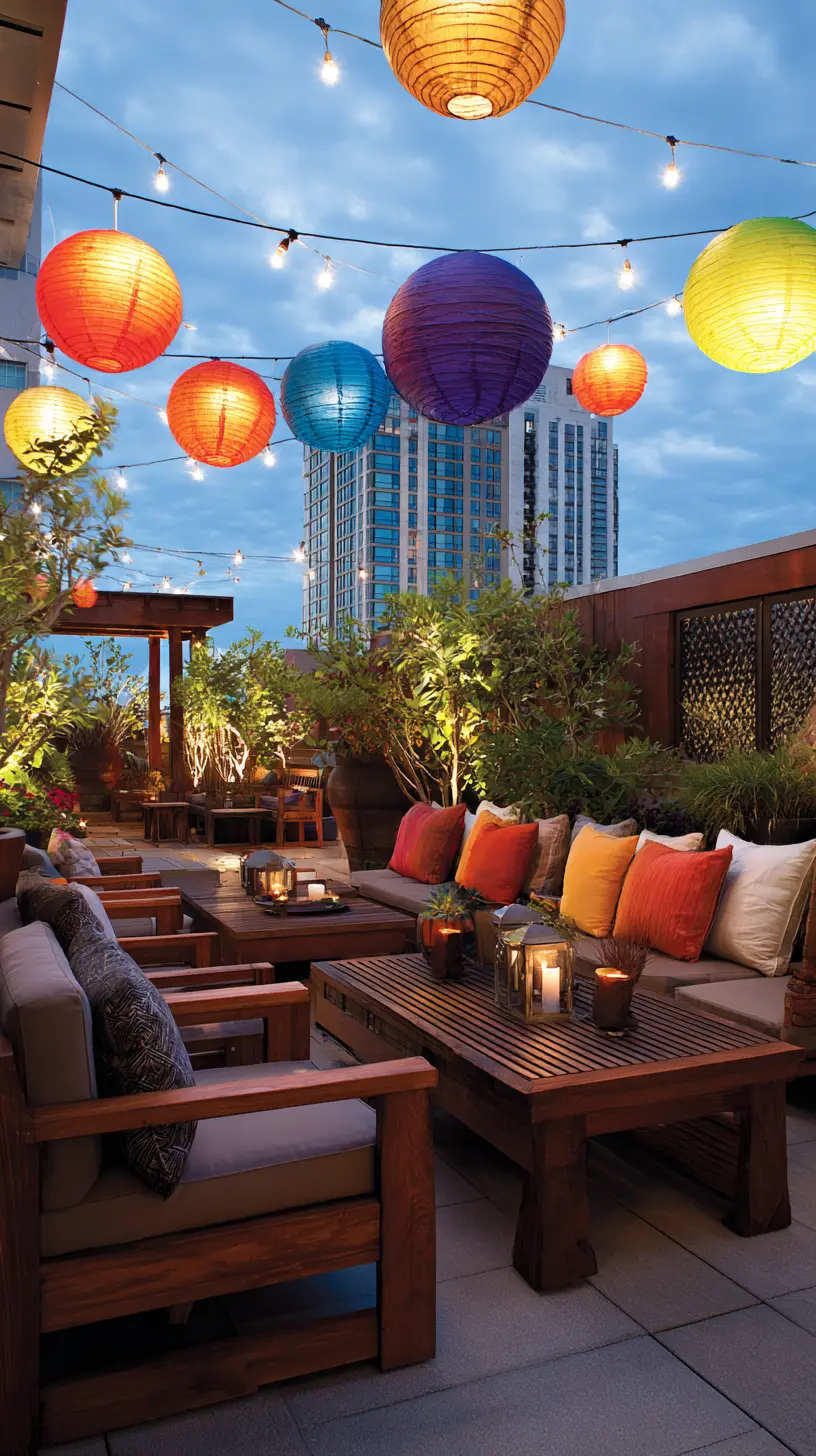 Combine Festoon Lights With Multicolor Paper Lanterns
