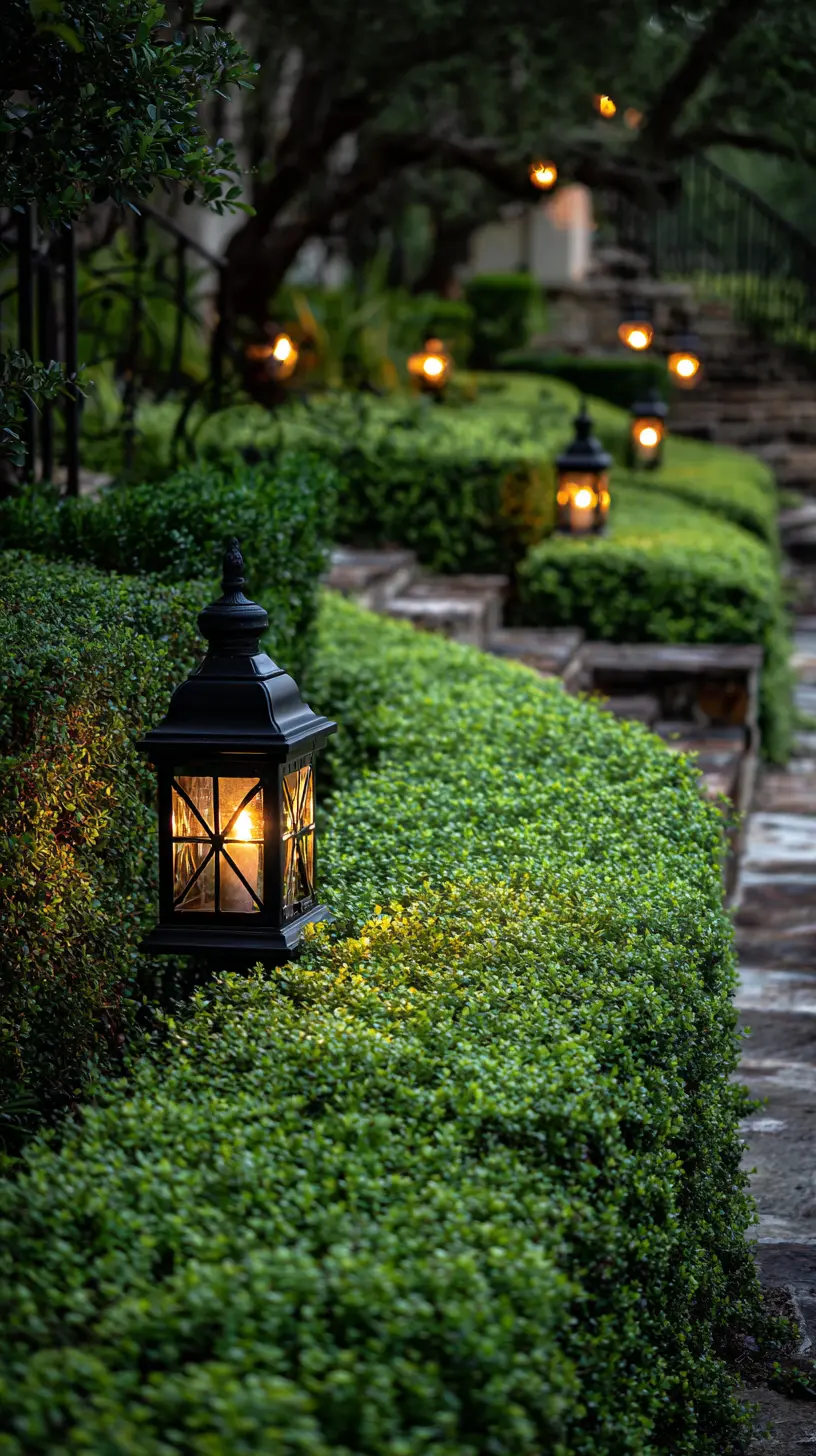 Place Solar Garden Lanterns Among Hedges for a Rustic Look