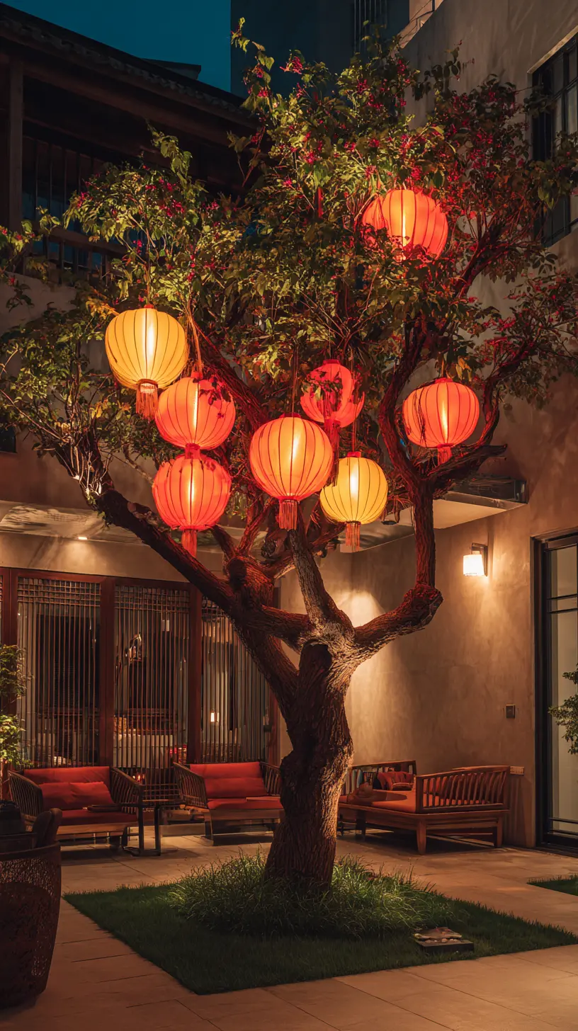 Hang Chinese Lanterns From Tree Branches for Asiatic Flair