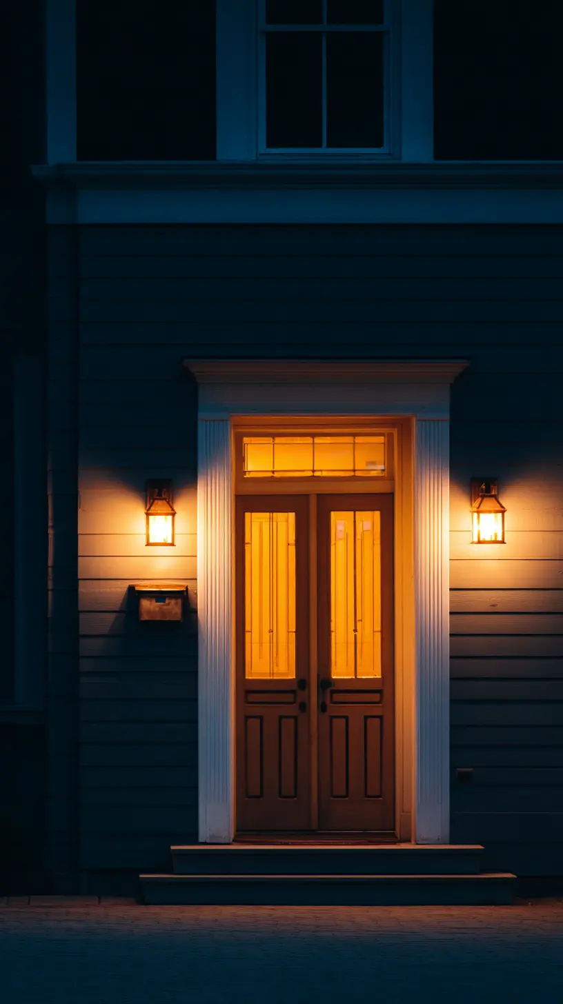 Install Copper Wall Sconces on Either Side of the Door for a Charming Look