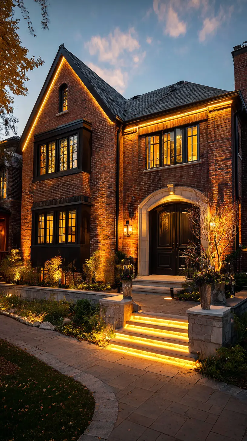 Install LED Strip Lights Along the Eaves of Roofs to Create a Gentle Glow