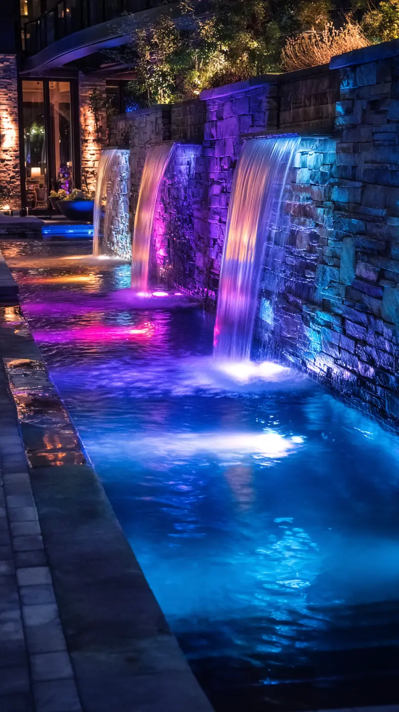 Integrate Lighting Into Pool Water Features