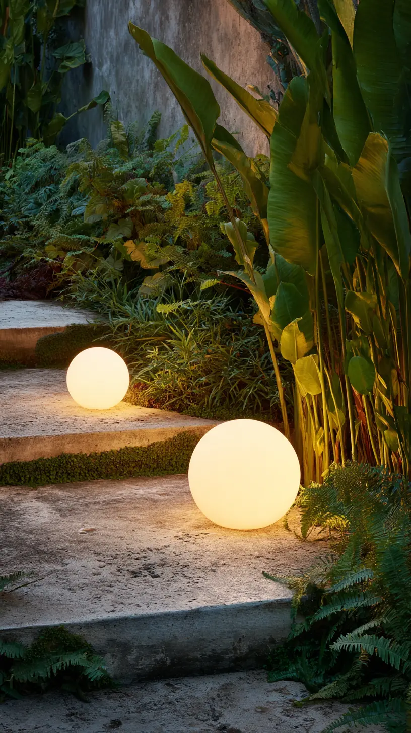 Place Solar-Powered Garden Globes Among Plants for Landscape Beauty