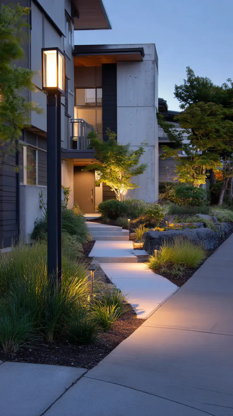 Use Well Lights to Highlights Flowers, Shrubs and Trees for Front Yard Landscaping