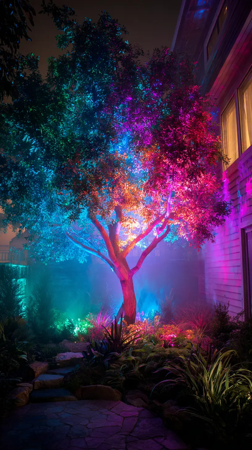 Illuminate Bases of Trees With Multicolor LED In-Ground Lights for a Modern Touch