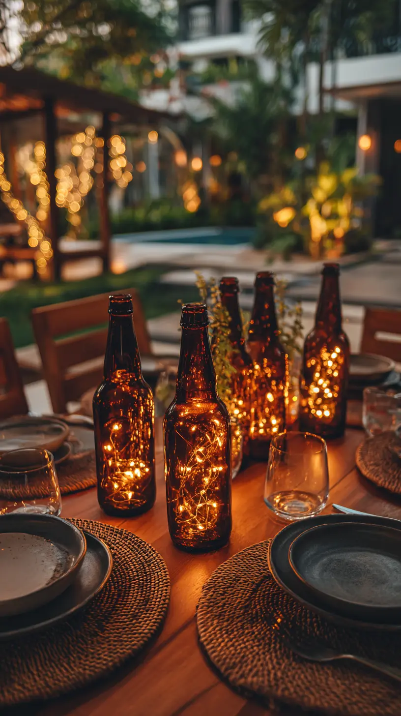 Place Battery-Operated Wine Bottle Lights on Patio Tabletops to Create a Romantic Vibe