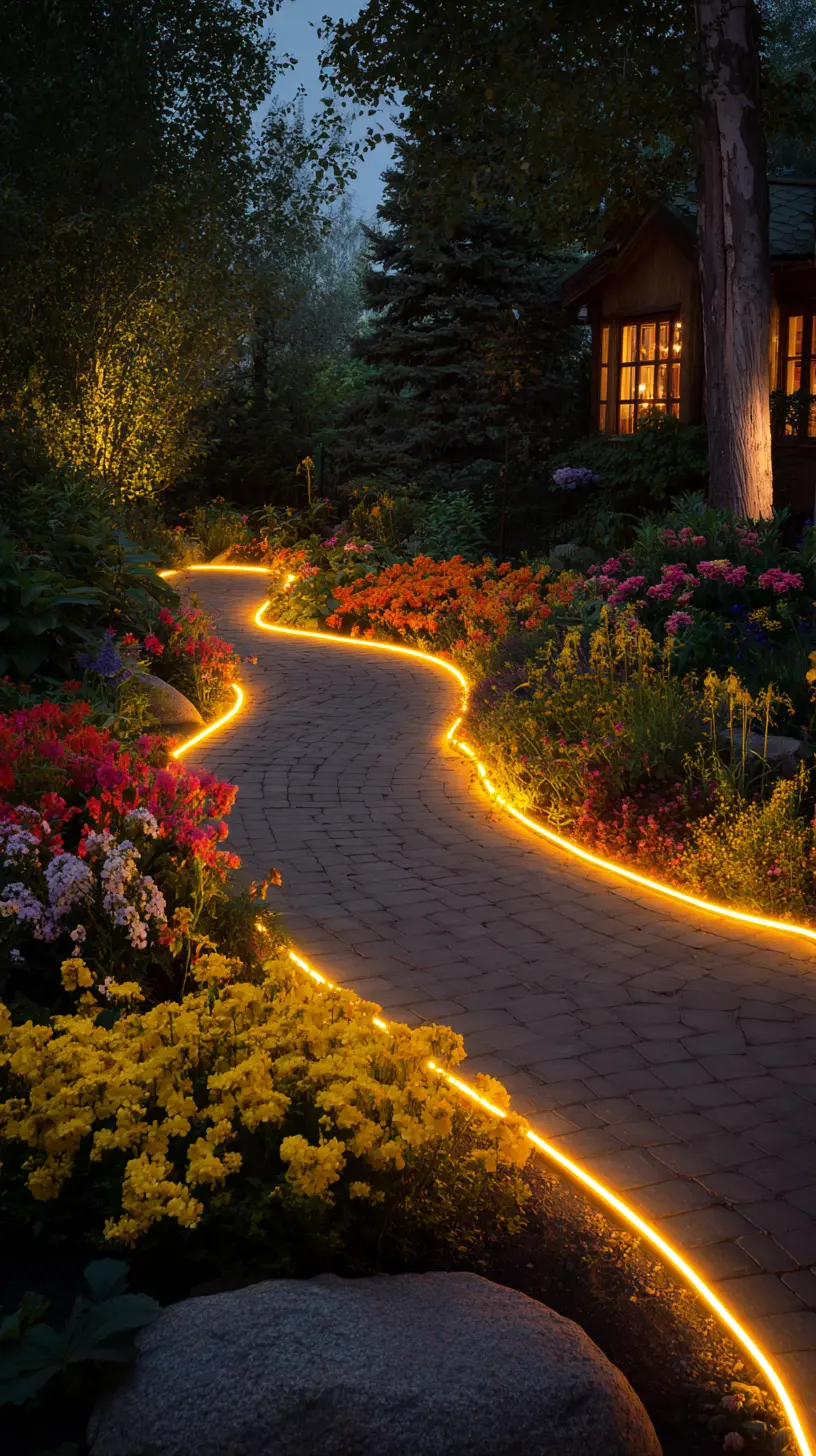 Outline Garden Beds With Rope Lights for Better Visibility
