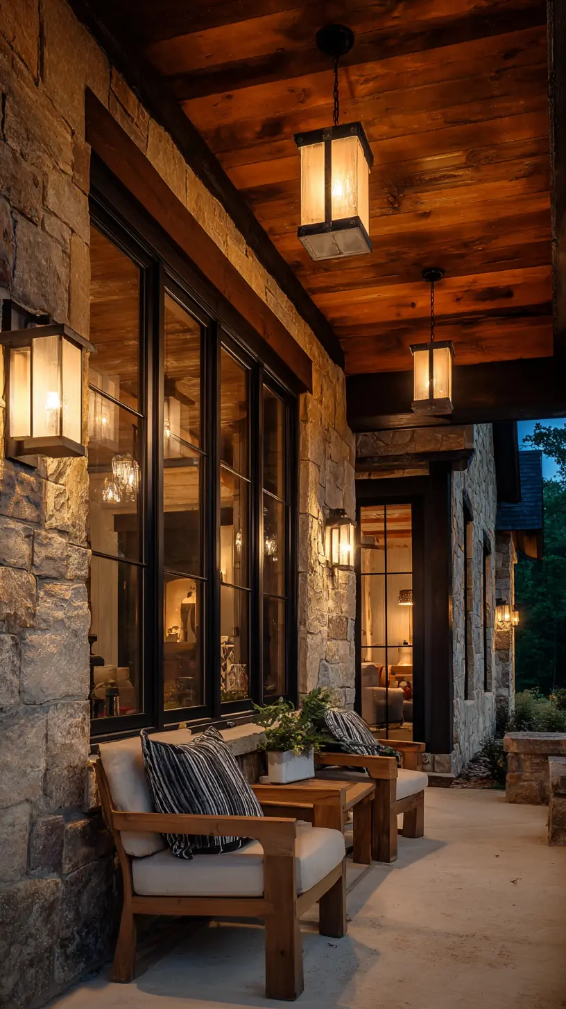 Install Up and Down Lights on Porch Walls to Create Interesting Lighting Effects