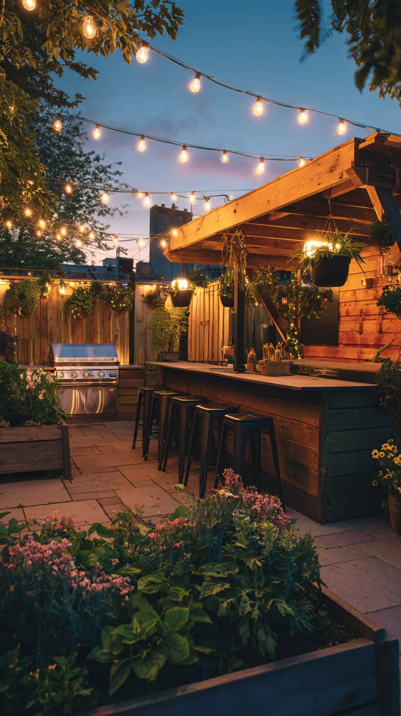 Hang String Lights Above the Kitchen Area