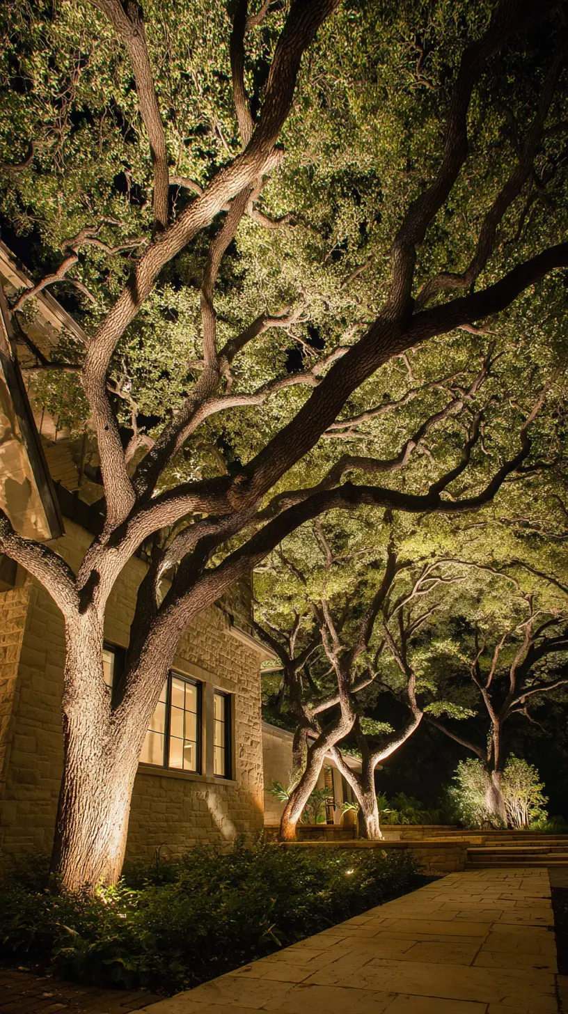 Colored Spotlights for Tree Uplighting