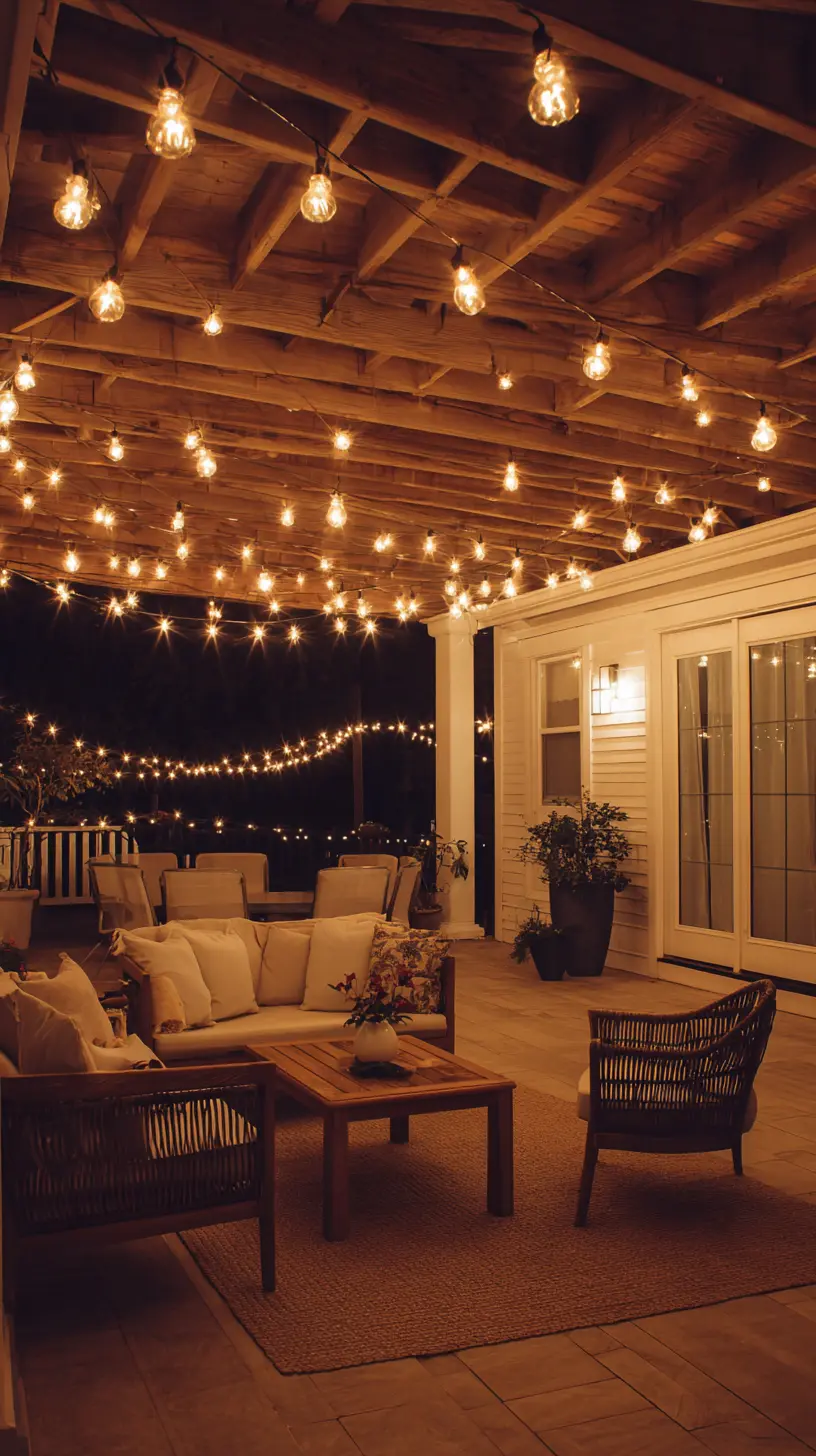 Hang Festoon Lights From One Corner of the Porch Ceiling to Another