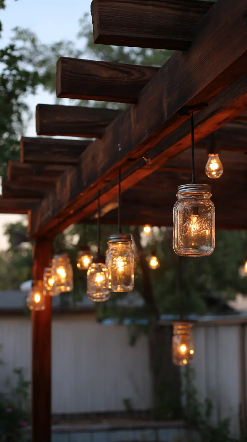 Hang Mason Jar String Lights From the Pergola Roof