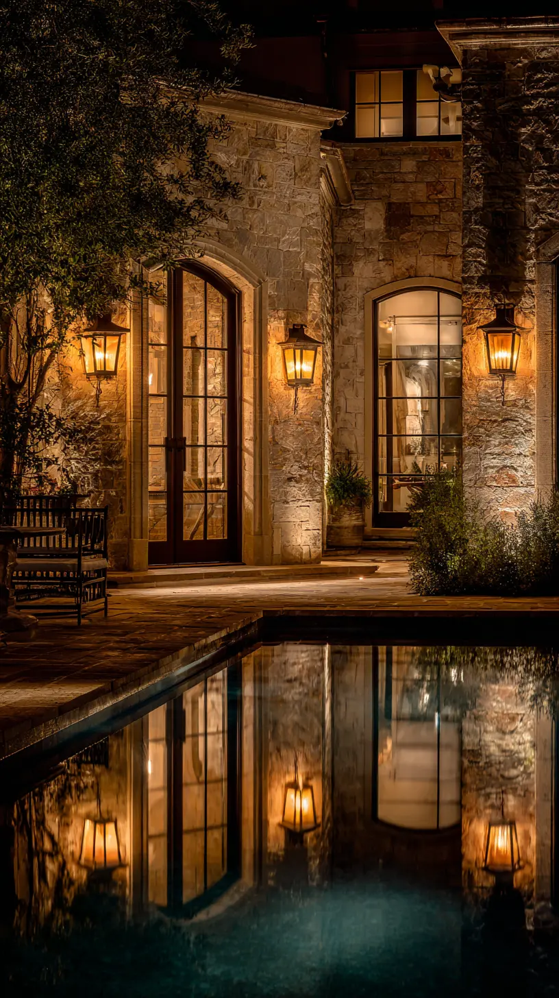 Install Modern Wall Sconces on Poolside Walls