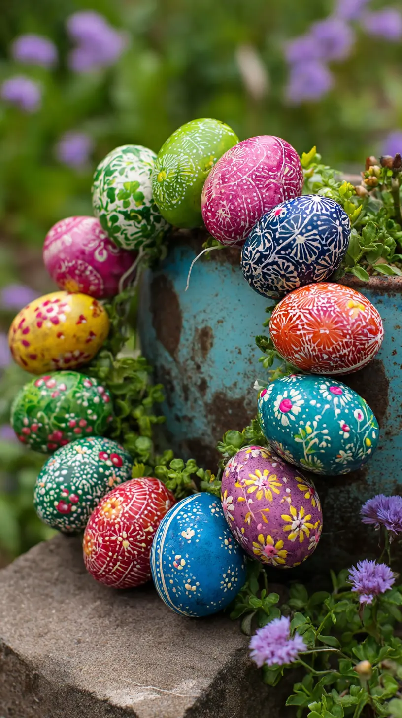 Decorate Garden Tables With Battery-Operated Easter Egg Garlands/Wreaths