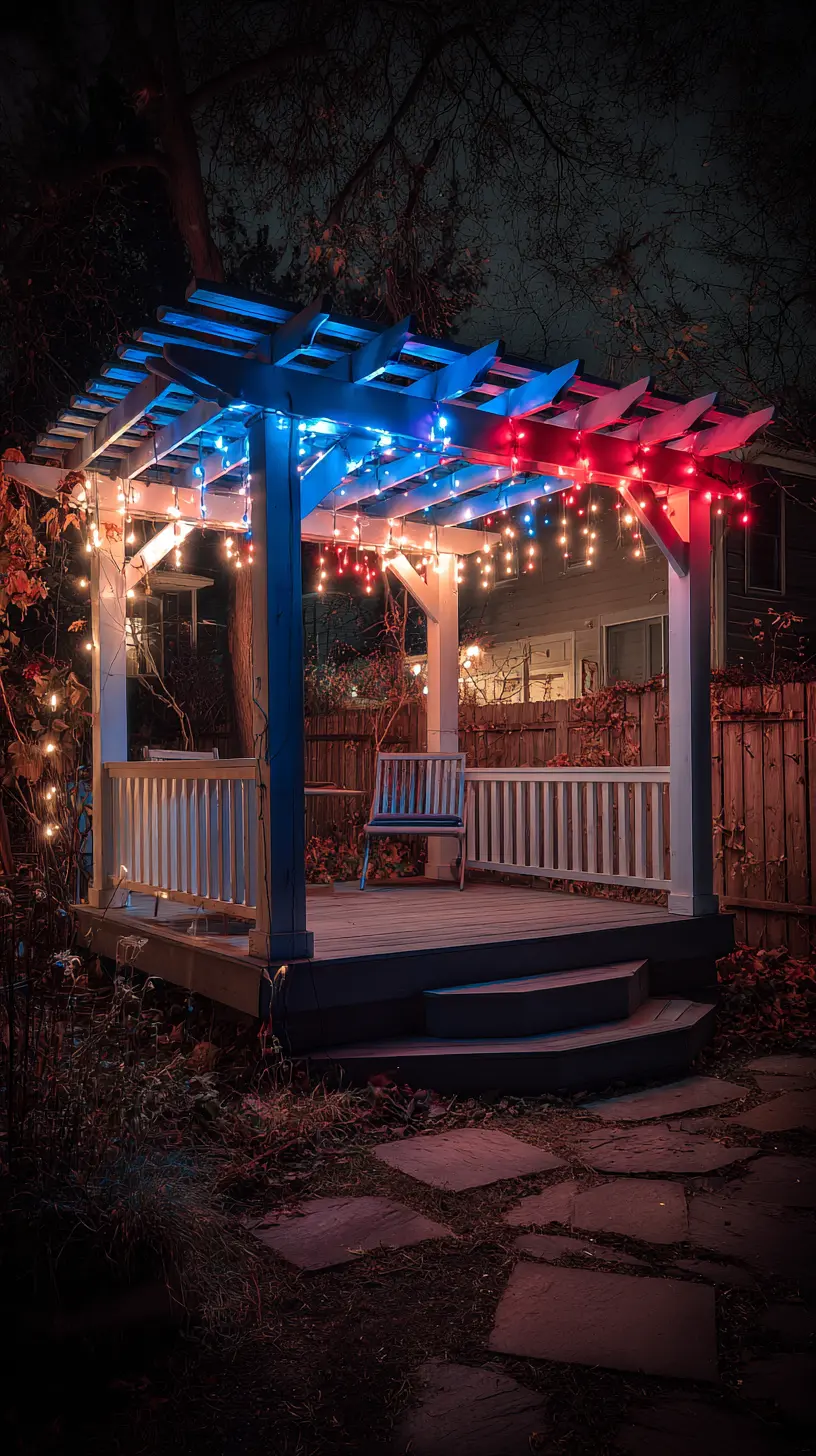 Drape Multicolor LED String Lights on the Pergola’s Posts