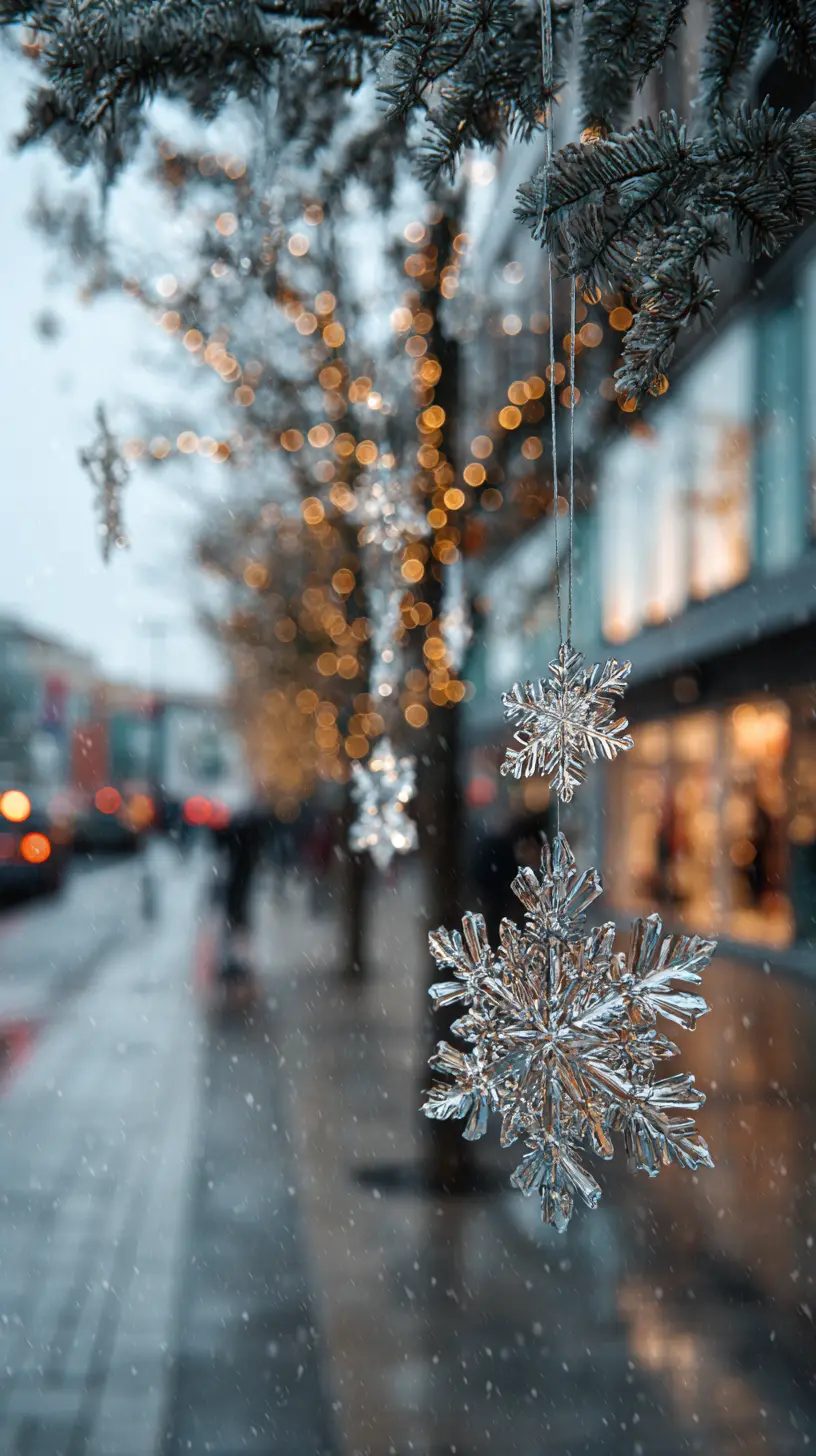 Hang Snowflake LED Lights From Yard Trees to Accentuate the Winter Vibe