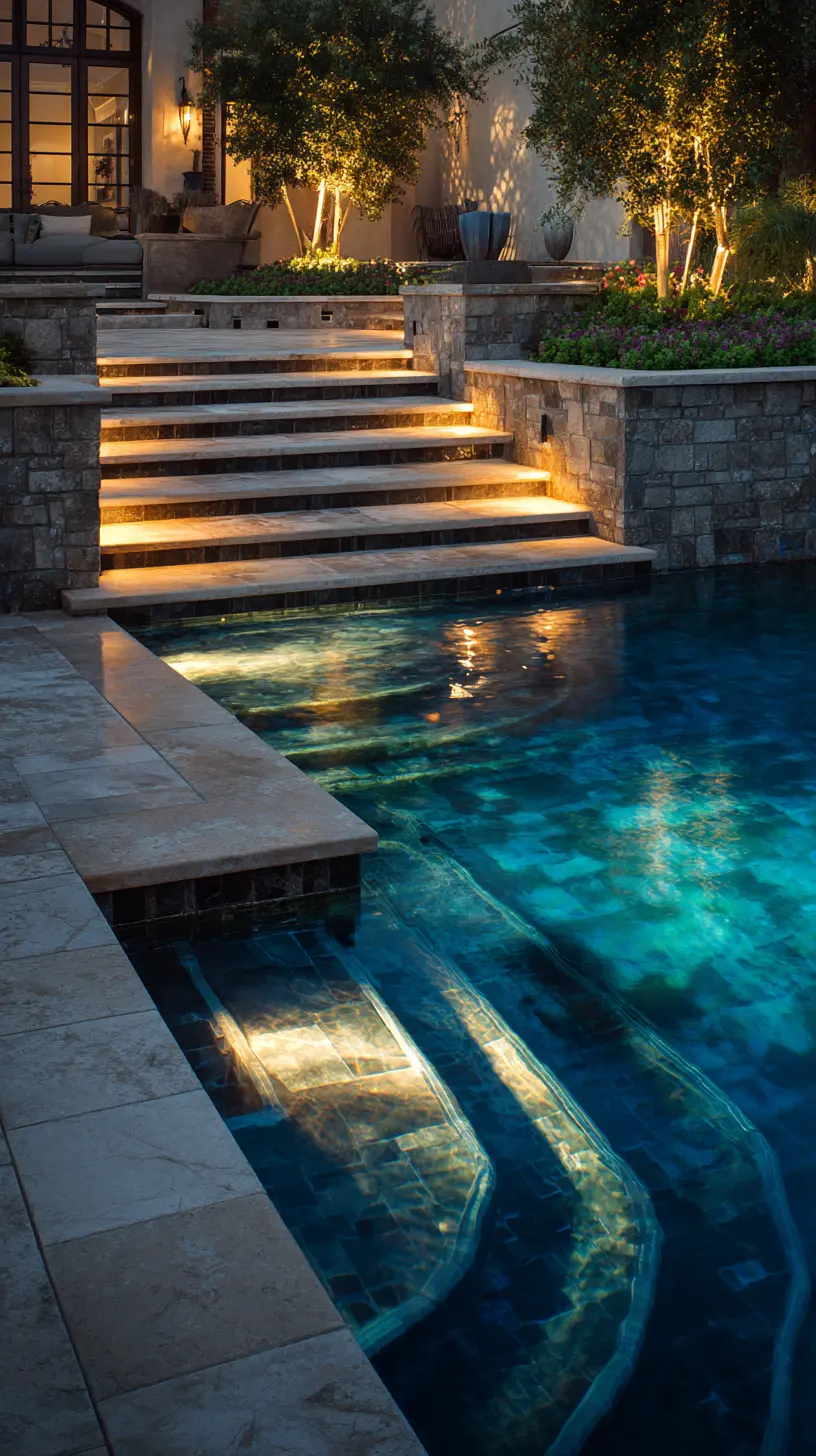 Illuminate Poolside Staircases With LED Step Lights