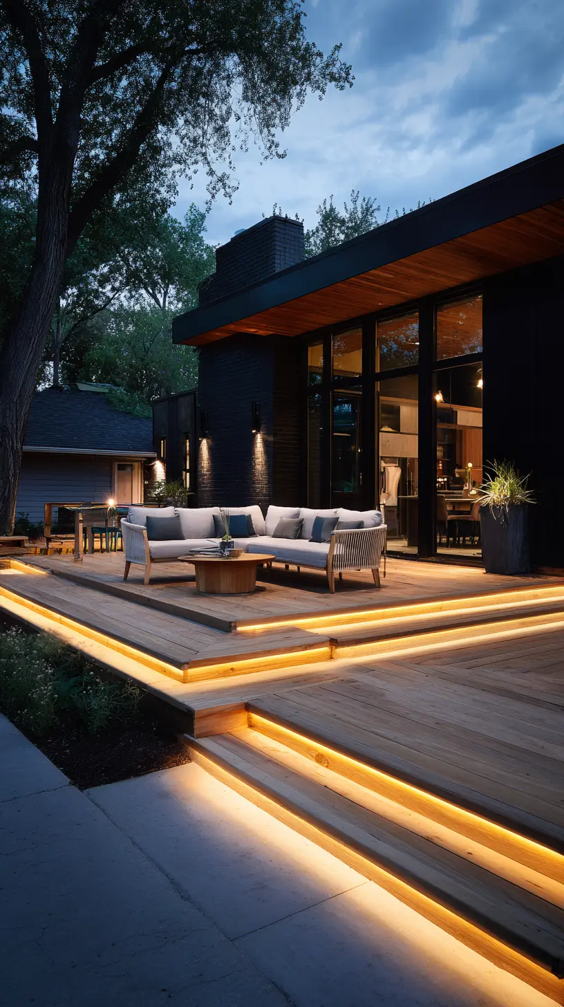 Install LED Strip Lighting Around Deck Walls for Ambient Lighting