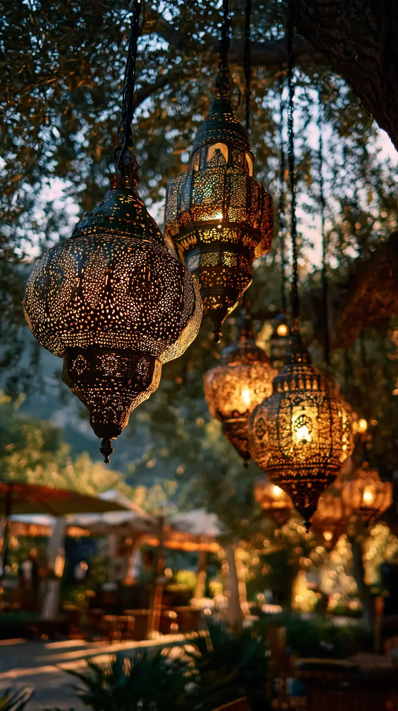Suspend Moroccan Lanterns From Tree Branches for a Rustic Look
