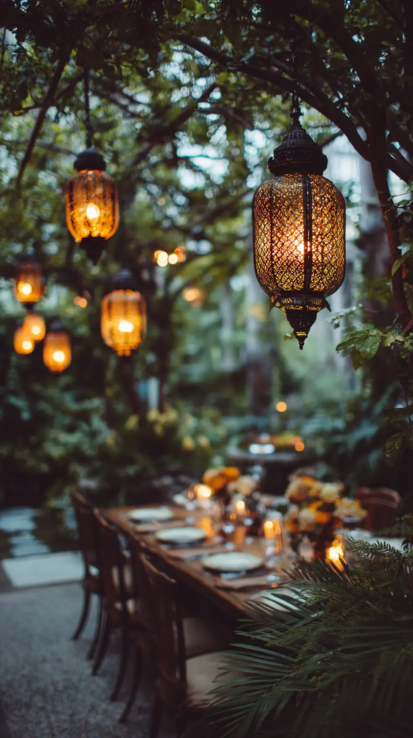 Suspend Pendant Lights From Trees or Over Dining Areas