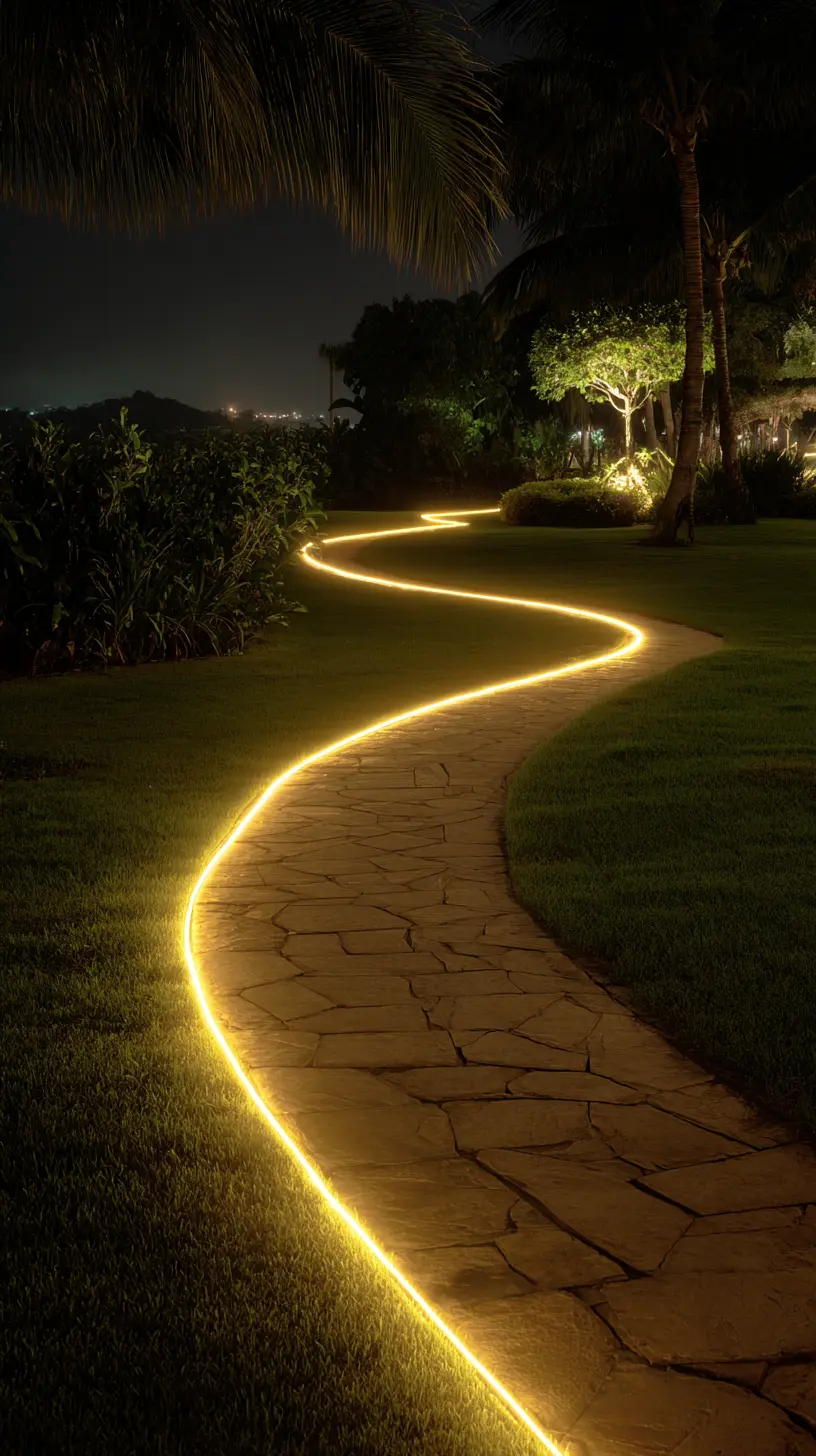 Line the Pathway With Rope Lights for Subtle Illumination