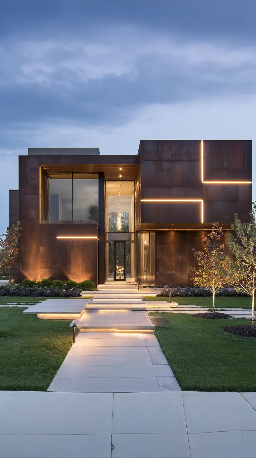 Mount Linear Wall Washer Lights at a Height to Enhance the Architectural Details of Entryway Walls