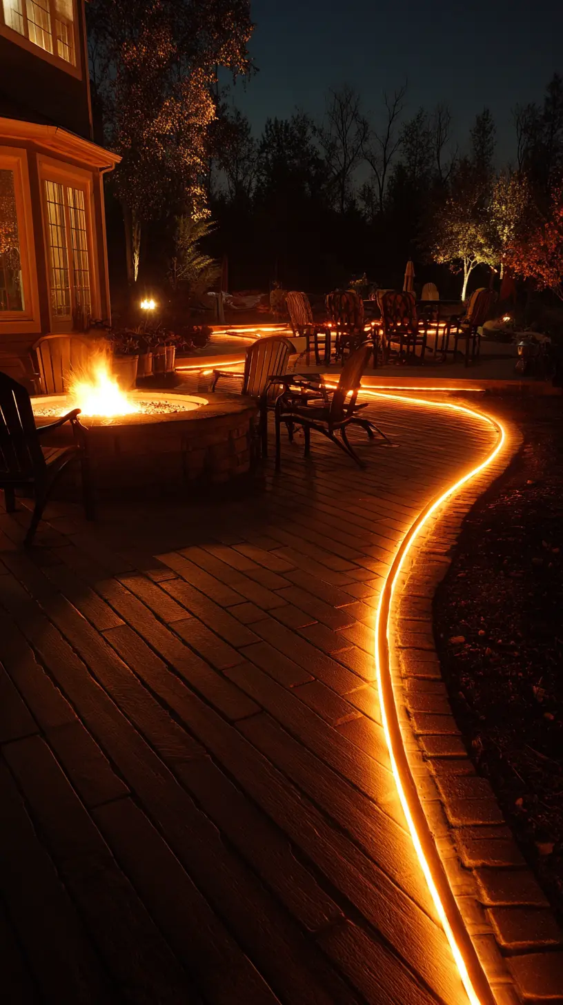 Circle the Boundary of a Fire Pit With LED String Lights
