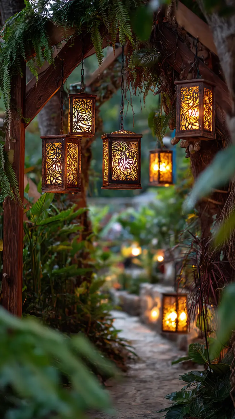 Hang Lantern Lights From Pathway Arches for a Rustic Look