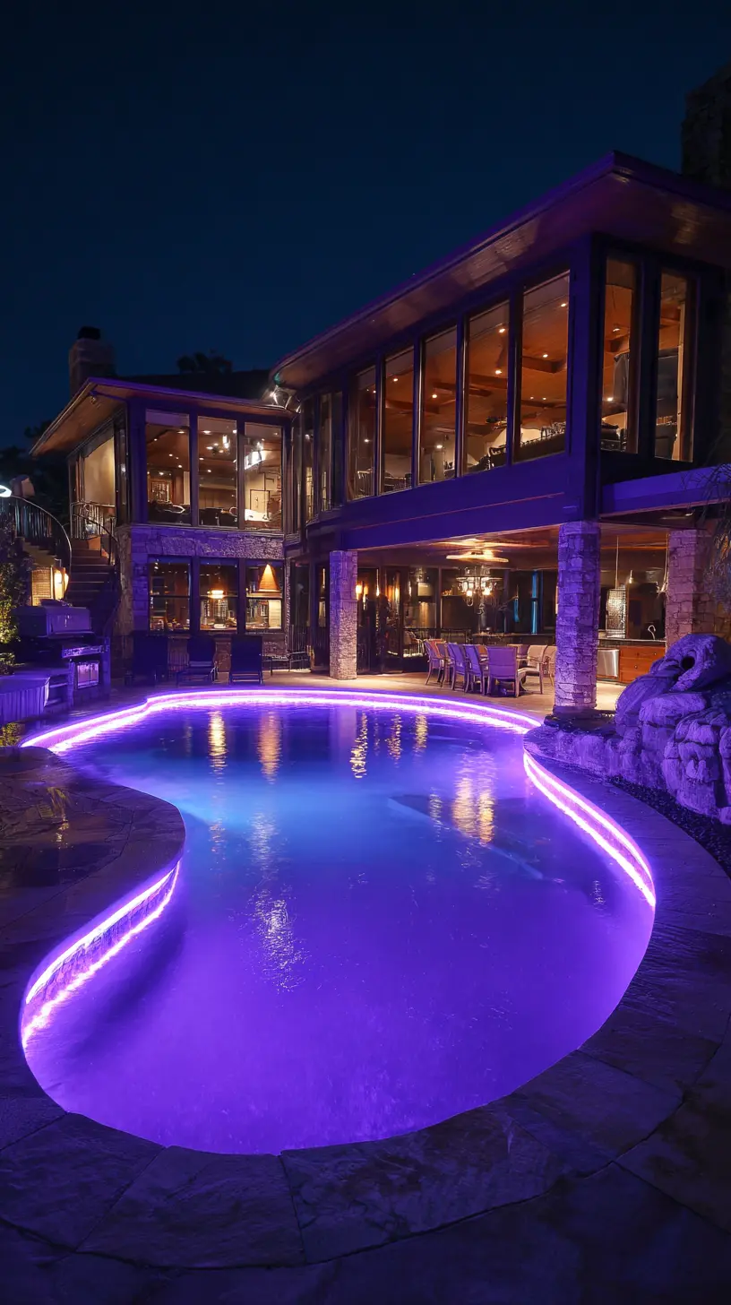 Use Color-Changing Recessed LED Lights for Dynamic Lighting on Pool Side Walls