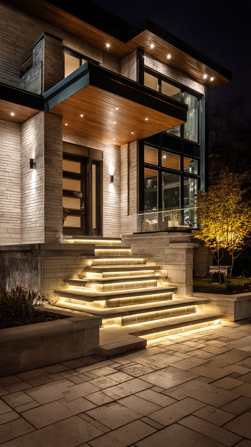 Use LED Strip Lights to Illuminate the Porch Staircase